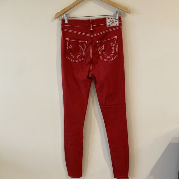 True Religion Jeans Red and White Stitch Vintage Red Size 29 RARE - Picture 2 of 16